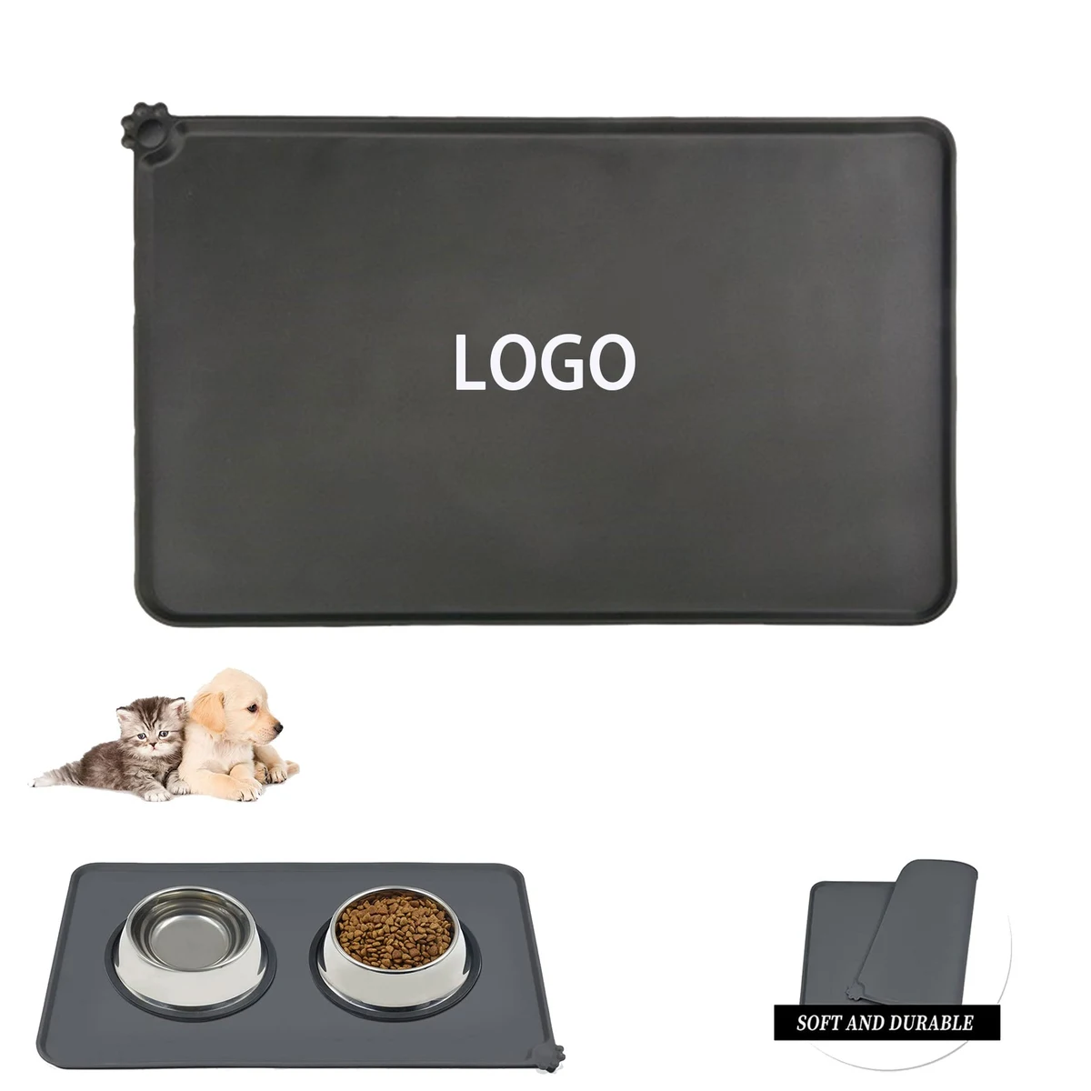 Silicone Dog Cat Bowl Mat No-Stick Food Pad Water Waterproof 1