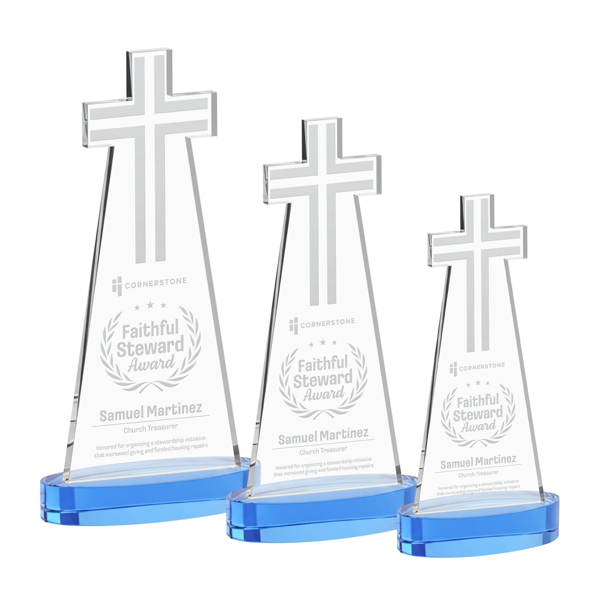 Cross Award on Alberton Base - Sky Blue 1