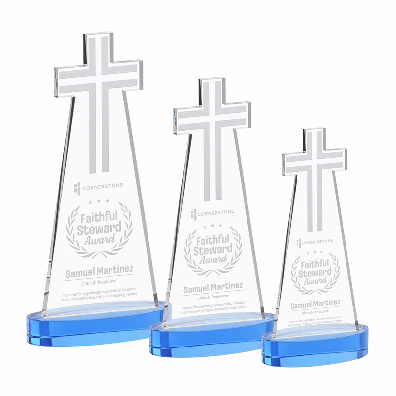 Cross Award on Alberton Base - Sky Blue