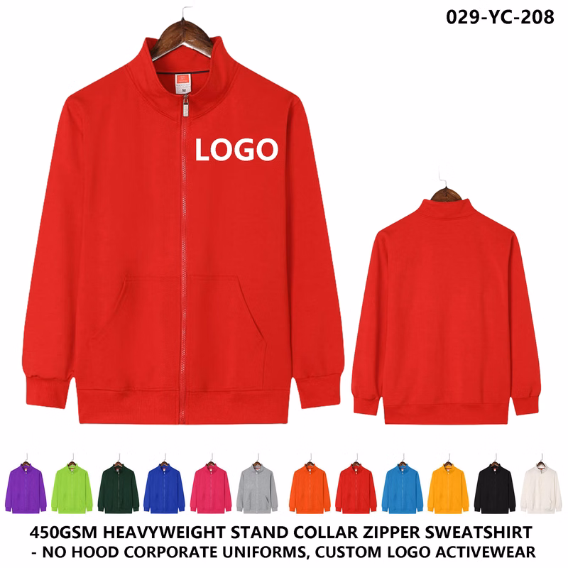 Custom Logo Stand Collar Zip Hoodie Jacket
