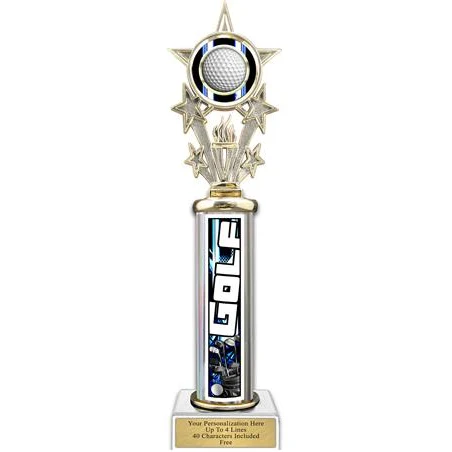 Trophy, 12" Action Matrix Golf Blue 1 column, 1