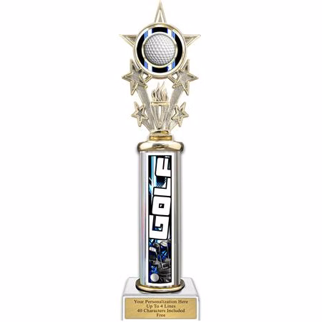 Trophy, 12" Action Matrix Golf Blue 1 column,