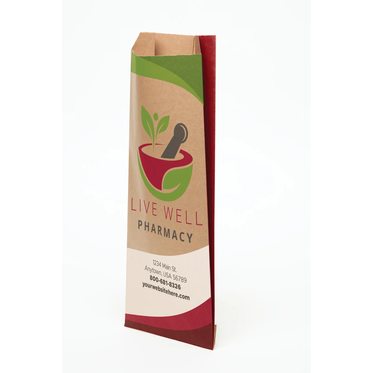 Digital Full Color 2-Sided Natural Merchant Paper Bag with Gusset (5" x 12" x 2") 1