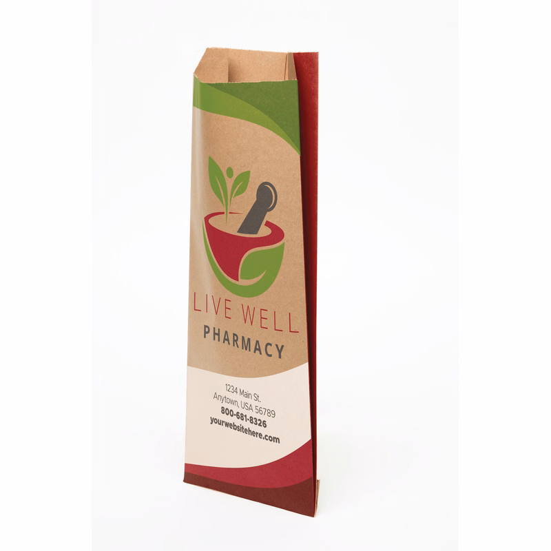 Digital Full Color 2-Sided Natural Merchant Paper Bag with Gusset (5" x 12" x 2")