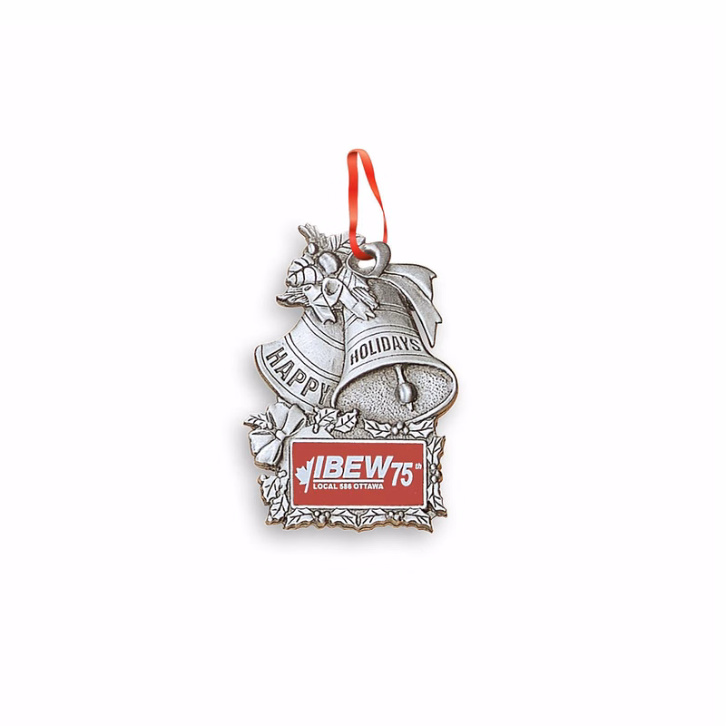 3D Ornament (2.5 x 1.75 inch Happy Holidays Bells)