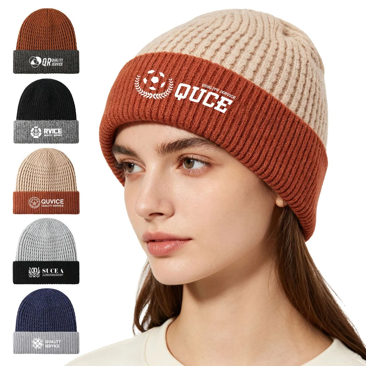 12" Acrylic Knit Hat With Roll CuffBeanie 1