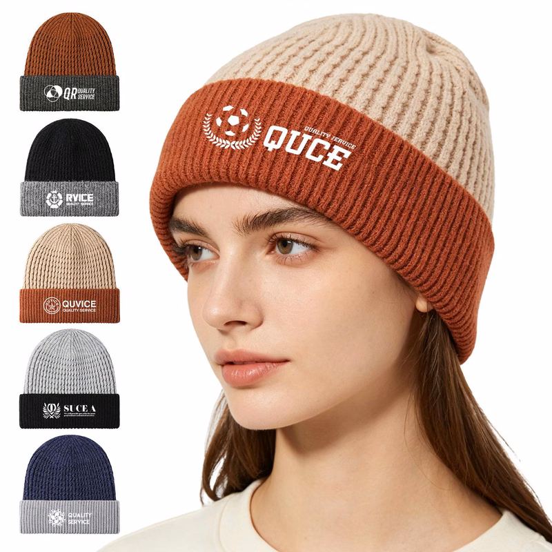 12" Acrylic Knit Hat With Roll CuffBeanie