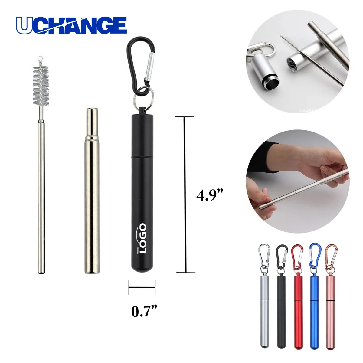 Telescopic Straw with Aluminum Case Set 1