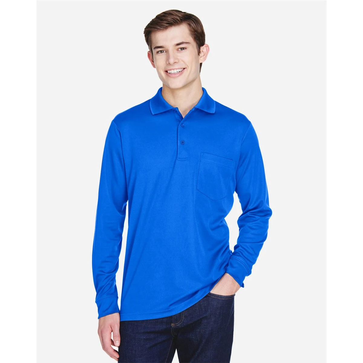 Men's Pinnacle Performance Long Sleeve Piqué Polo with Pocket - 88192P 1