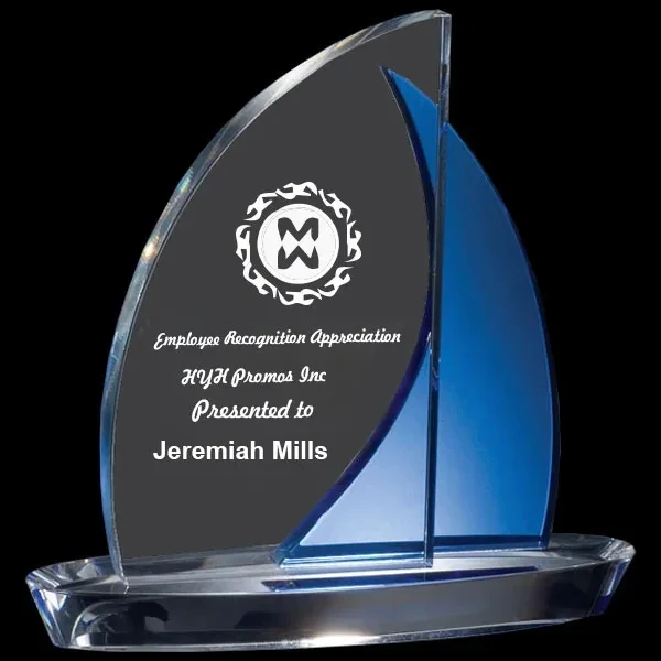 Personalized Sailboat Crystal Award 1