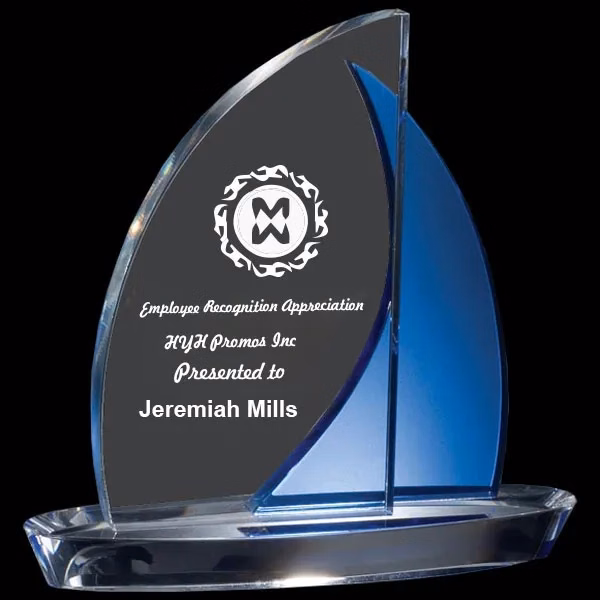 Personalized Sailboat Crystal Award