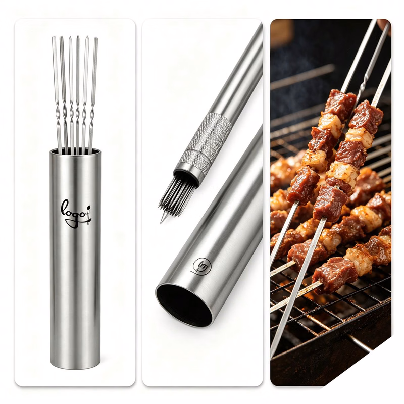 Reusable BBQ Skewers with Long Handle
