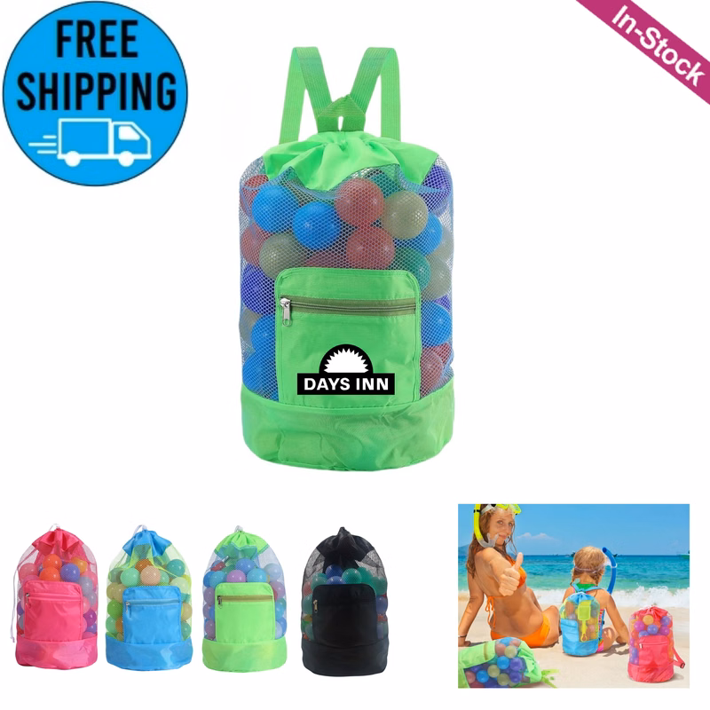 Foldable Mesh Drawstring Beach Backpack