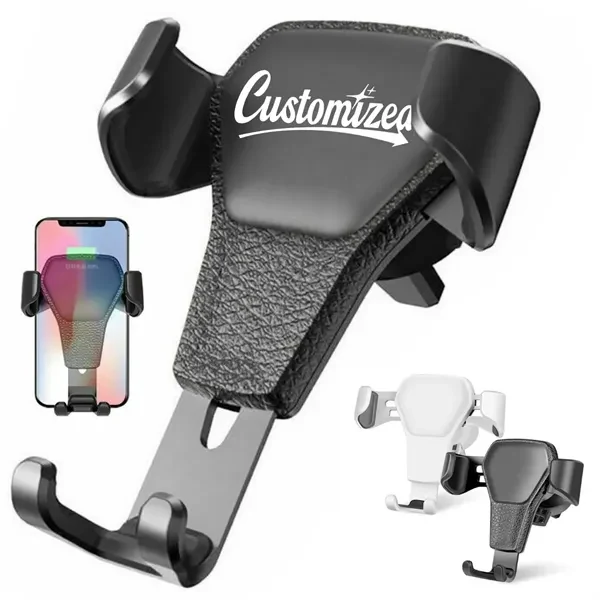 Custom Gravity Locking Car Vent Phone Holder with Leather Panel — Auto 1