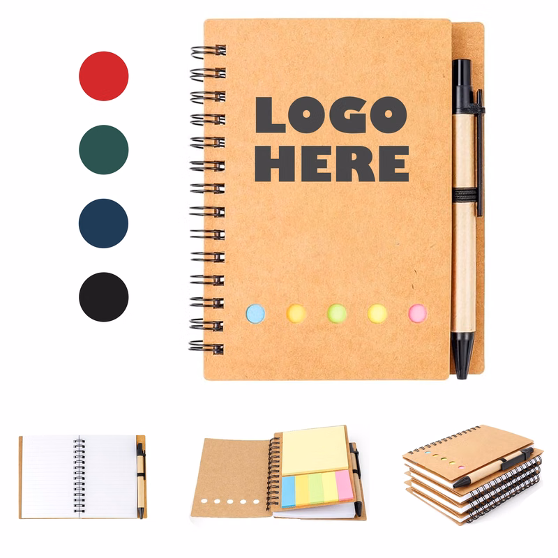 A6 Spiral Notebook With Sticky Notes And Pen