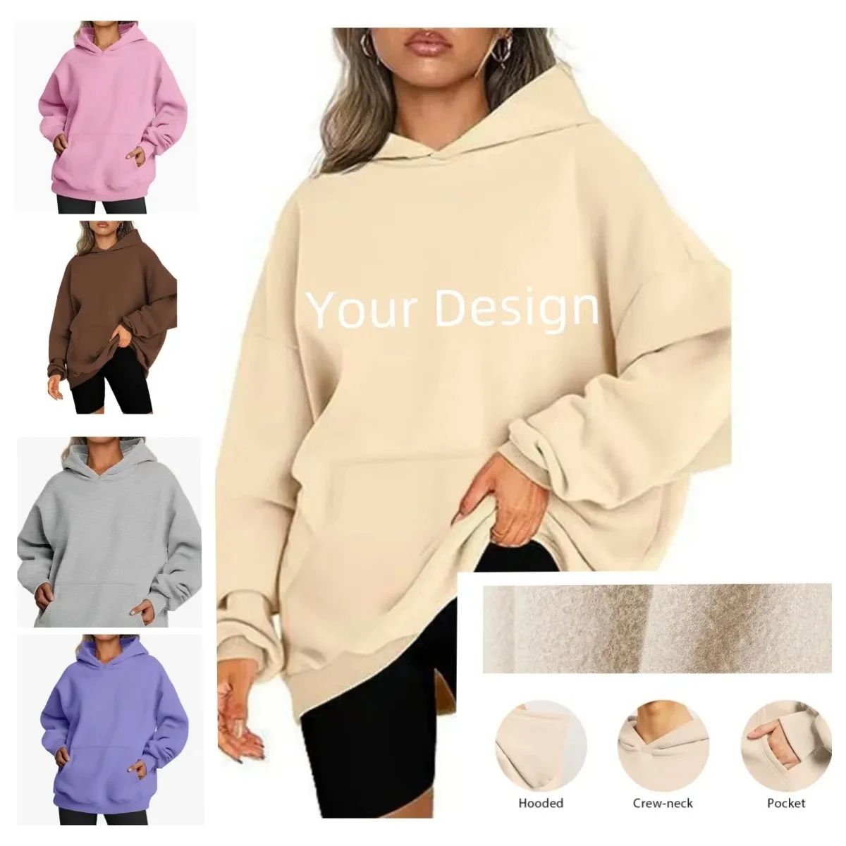 Oversized Hoodies for Womens, custom hoodie or sweatshirt with logo imprint 1