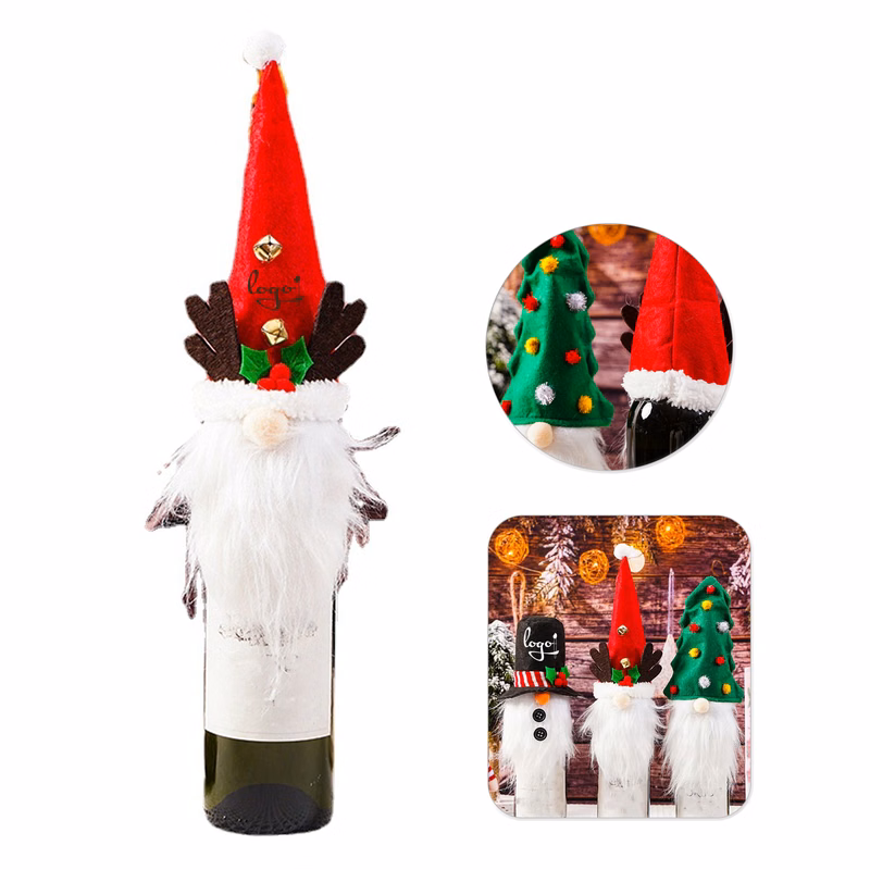 Christmas Gnome Wine Bottle Cover Hat