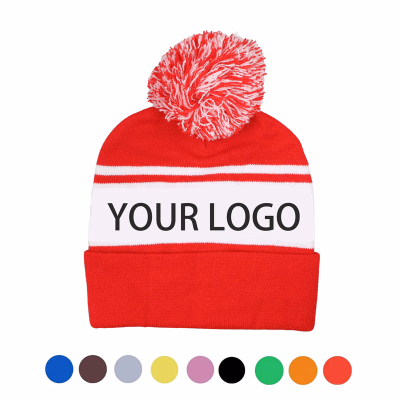 Knitted Hat With Pom