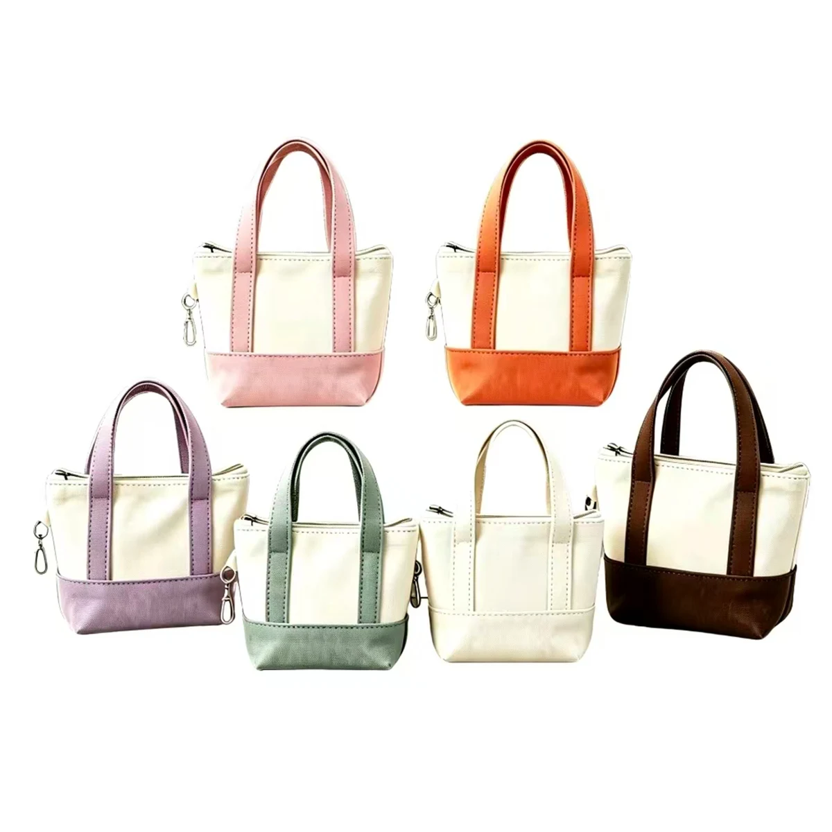 Mini Canvas Tote Keychain Pouch, custom tote bag with logo imprint 1
