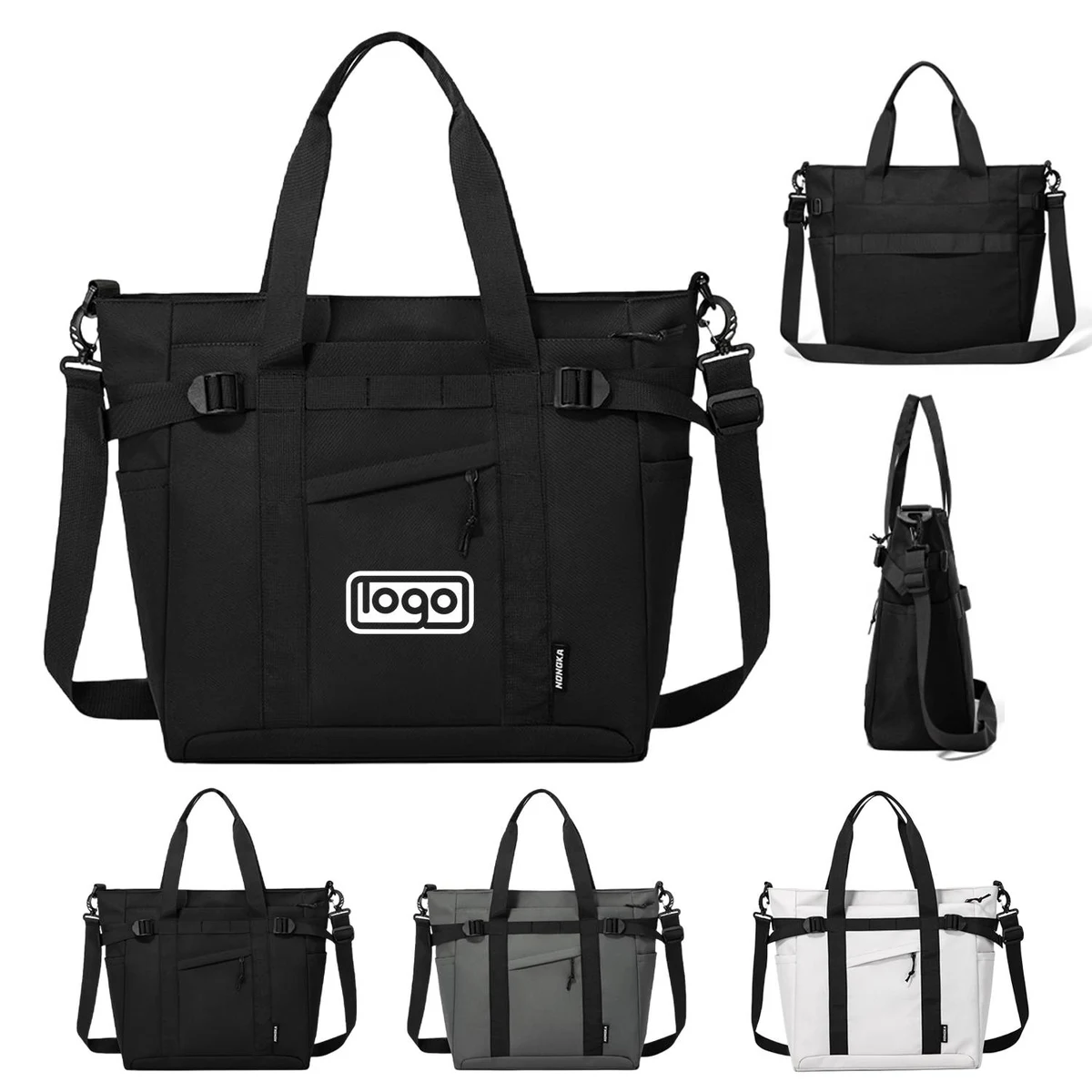 Waterproof Nylon Casual Shoulder Bag w/ Luggage Strap 1