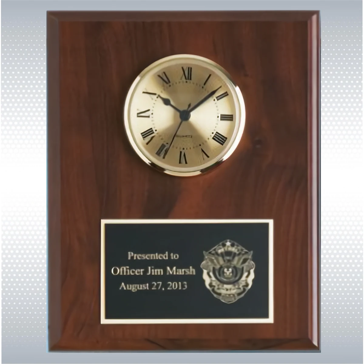 Cherry Solid Wood Plaque W/ Clock (8" X 10") 1