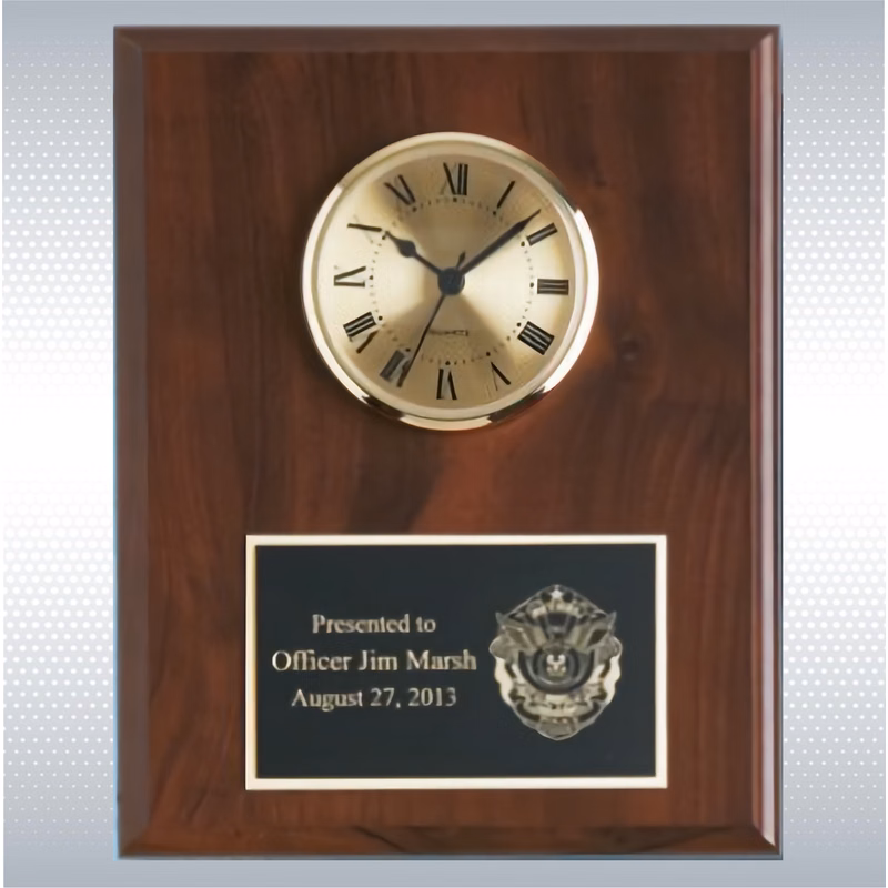 Cherry Solid Wood Plaque W/ Clock (8" X 10")