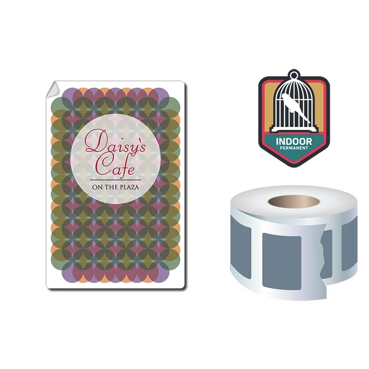 Roll Stickers / Decal - Indoor Permanent - 6x4 Rectangle Shape 1