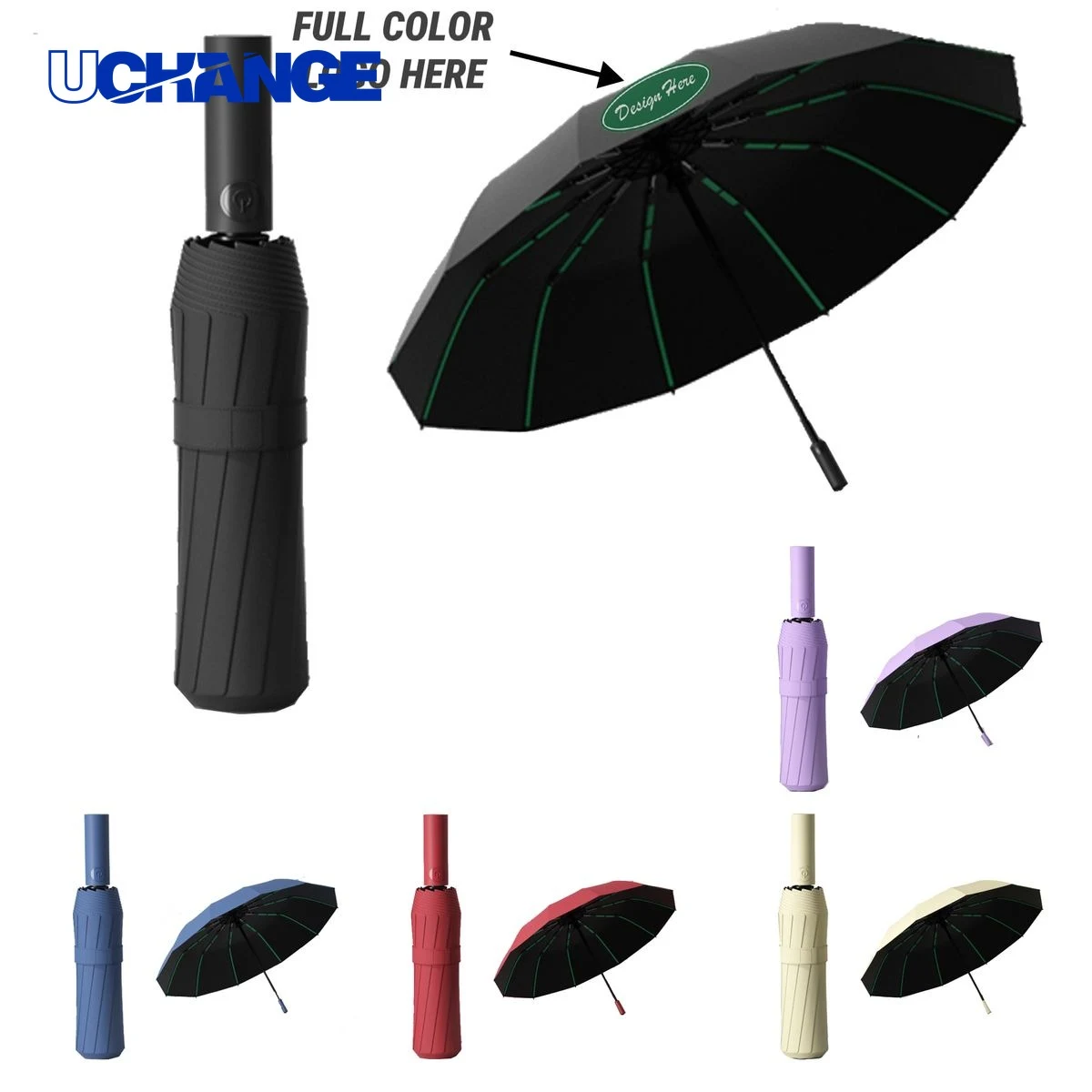12 Rib Automatic Umbrella for Rain 1