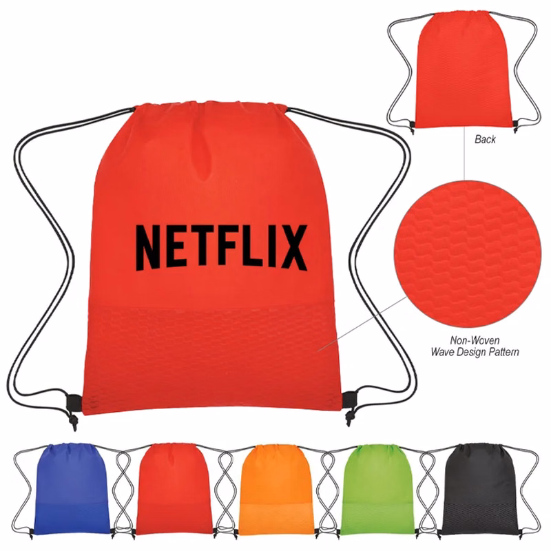 Wave Design Non-woven Drawstring Bag