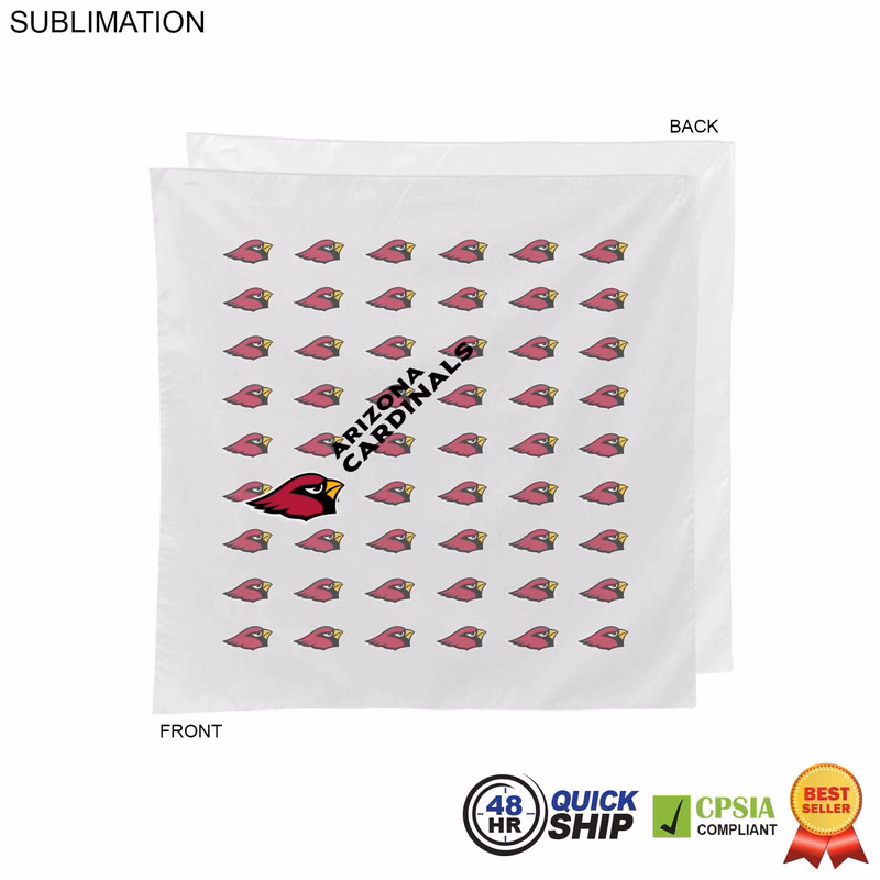 48 Hr Quick Ship - White Square Bandana, 22x22, Sublimated Full Color Logos