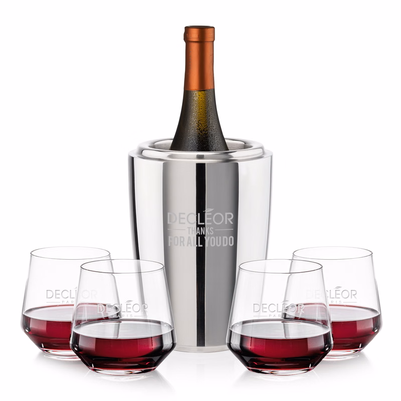 Pescara Wine Cooler & Tucson Stemless Wine Set