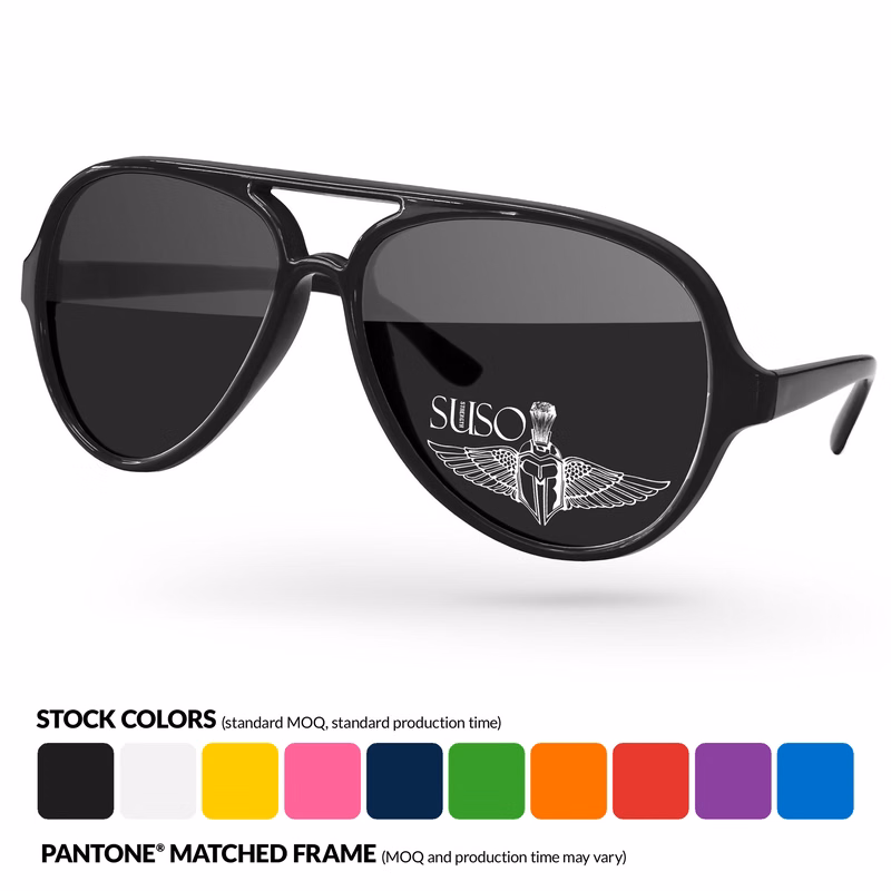Aviator Sport Sunglasses w/ Corner Lens Imprint