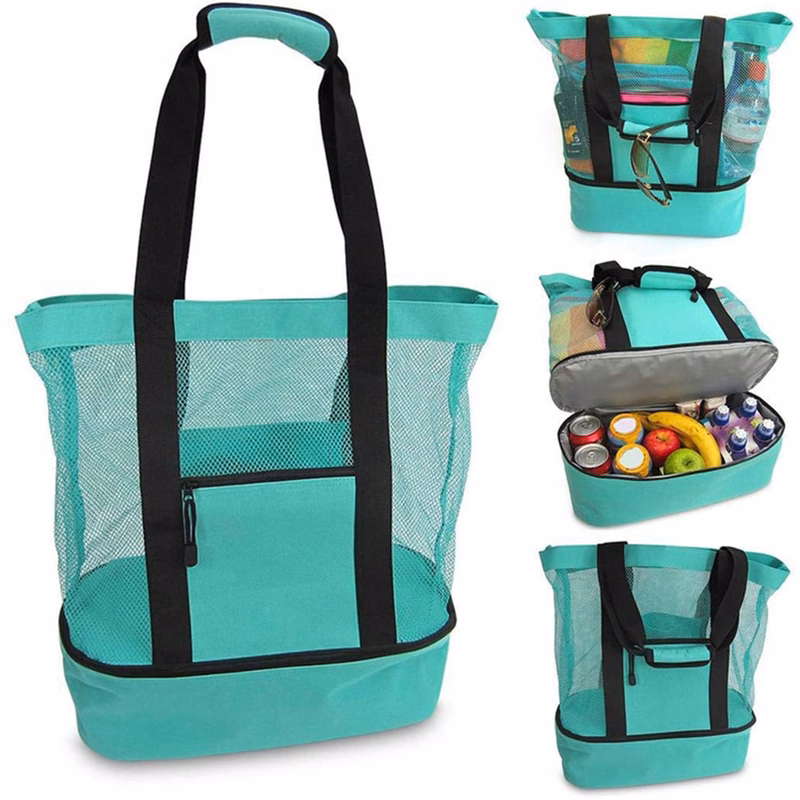 Large Mesh Beach Tote Bag With Cooler