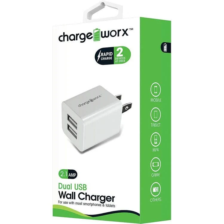 Dual USB Wall Chargers - White 2.1 AMP 1