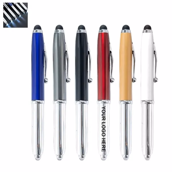 Custom Metal 3-in-1 LED Stylus Ballpoint Pen — Tech Professional Gift
