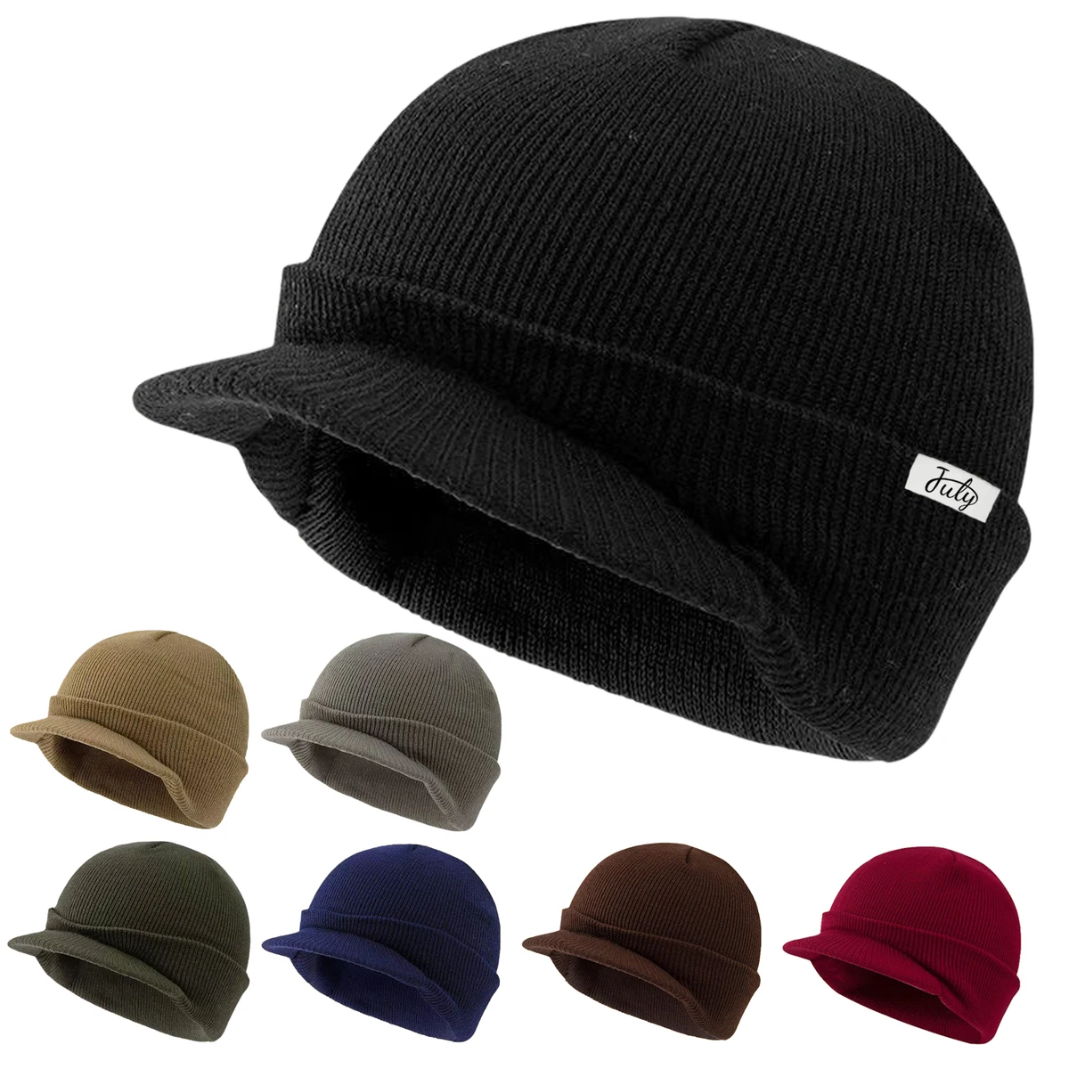 Outdoor Polyester Knit Brim Beanie 1