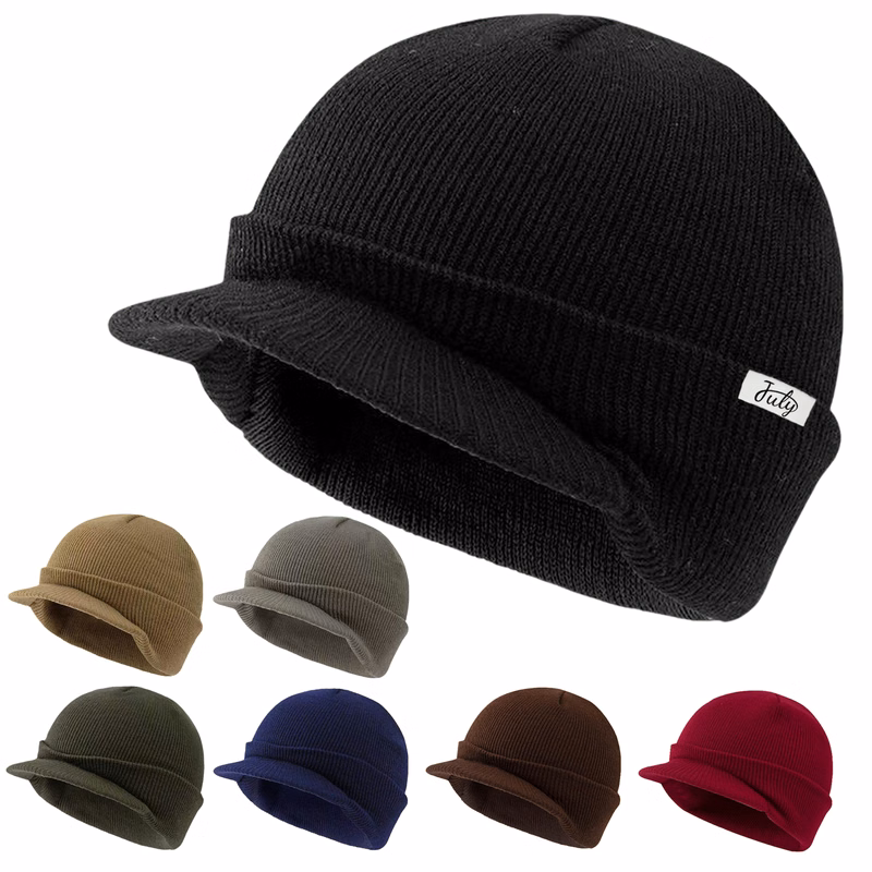 Outdoor Polyester Knit Brim Beanie