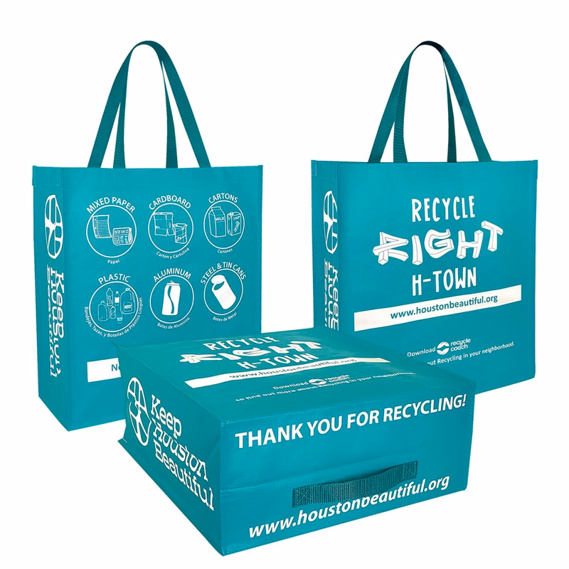 Eco-responsible Laminated Woven Community Recycling Bag 15"x17"x7"
