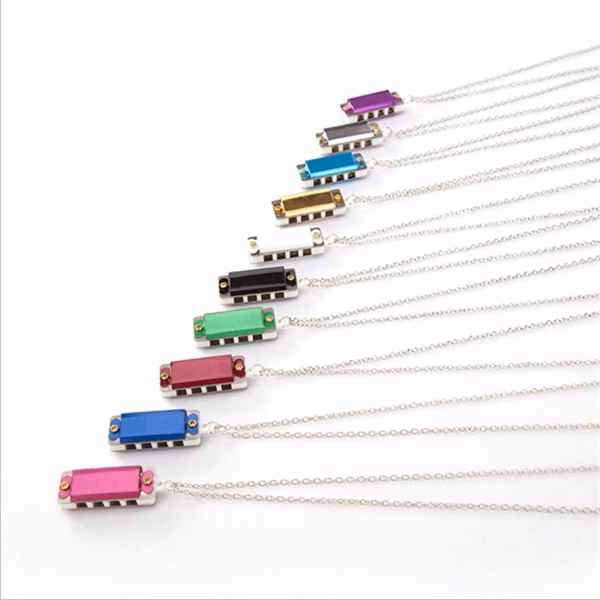 New Cute Mini Harmonica 4 Hole 8 Tone Necklace