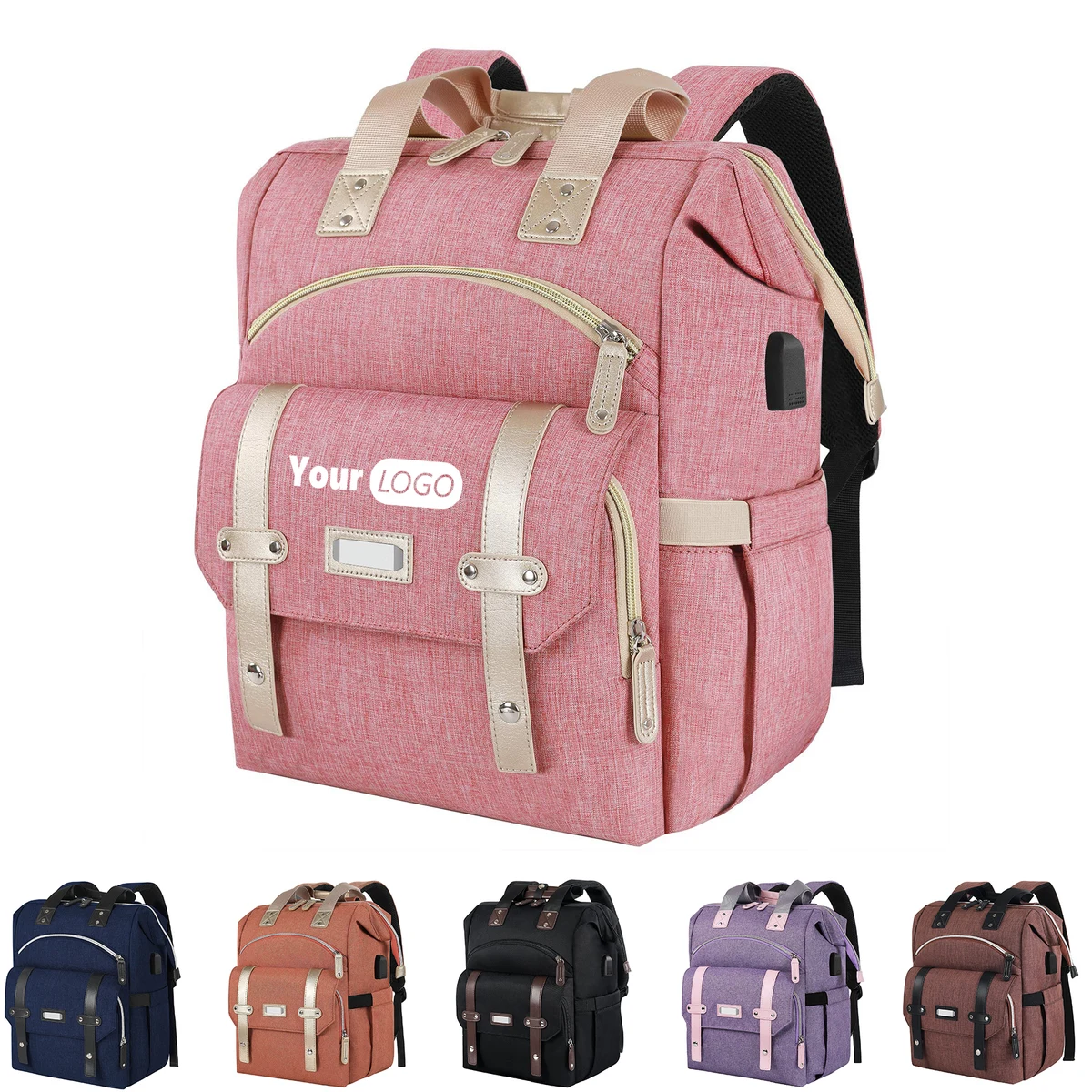 Oxford RFID Anti-Theft USB Travel Diaper Duffel Bag 1