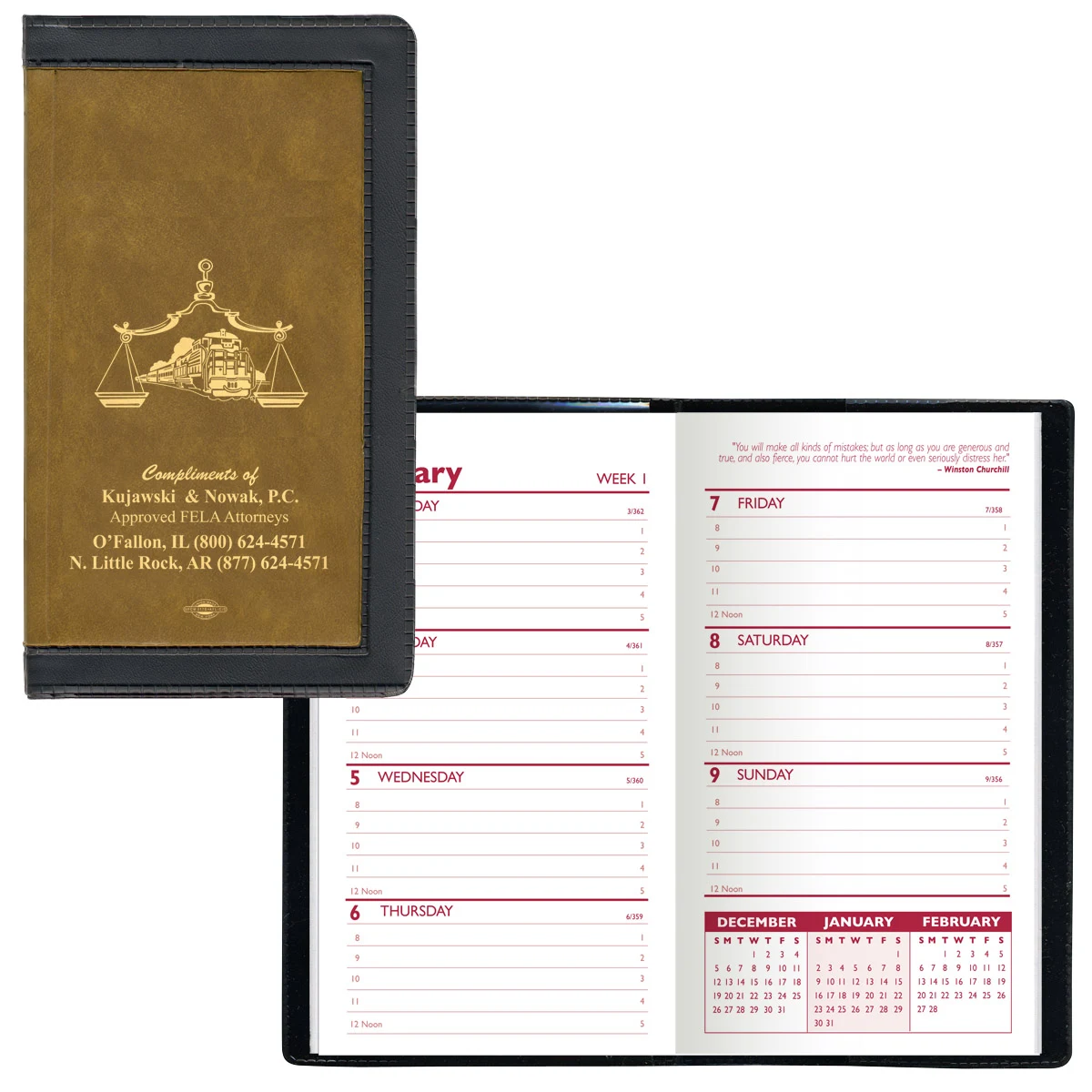 2 Tone Vinyl Cover Weekly Planner w/ 1 Color Insert w/o Map 1