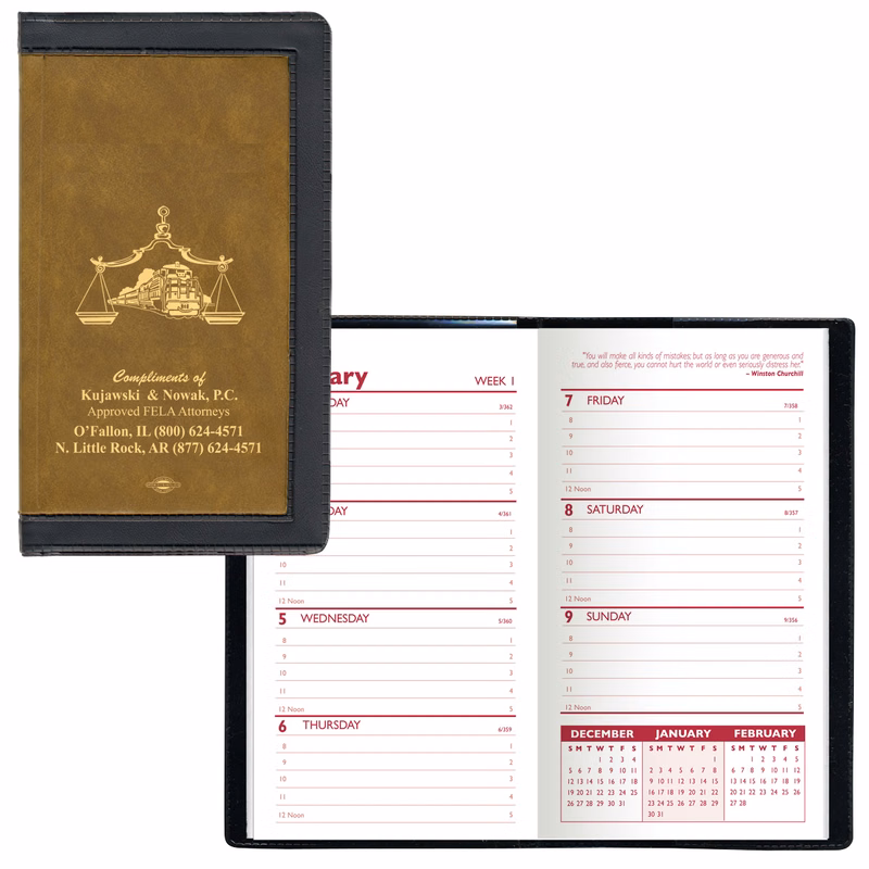 2 Tone Vinyl Cover Weekly Planner w/ 1 Color Insert w/o Map