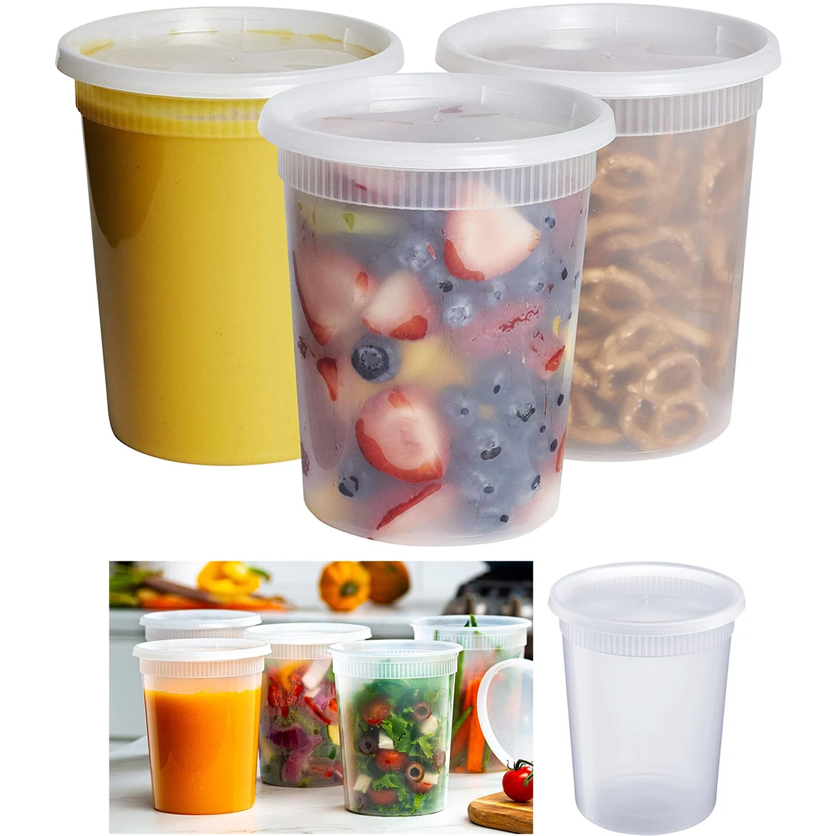 32 oz Plastic Deli Food Storage Containers With Airtight Lids 1