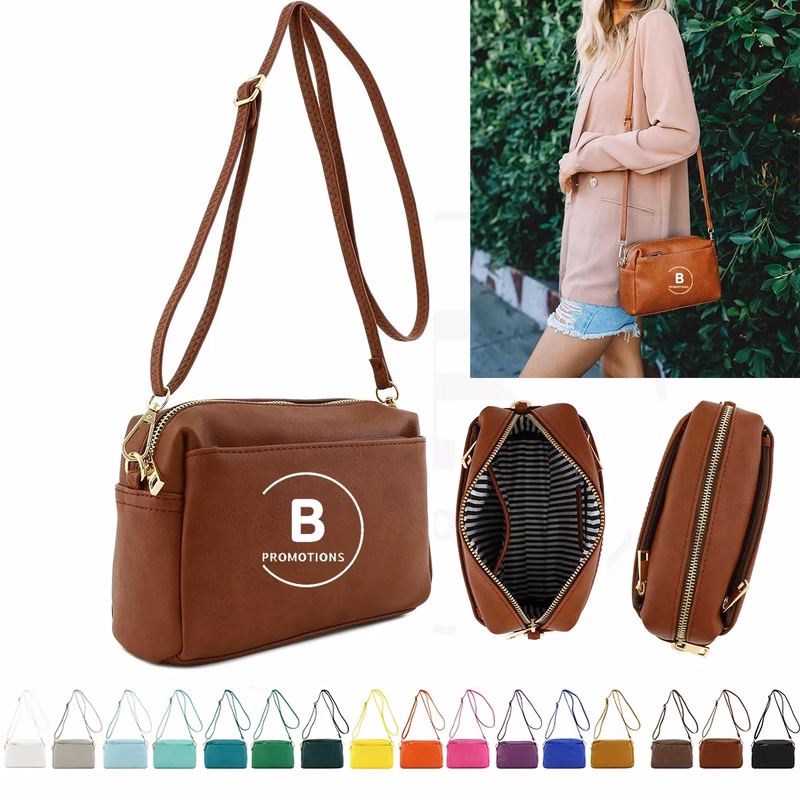 PU Crossbody Bag Triple Zip