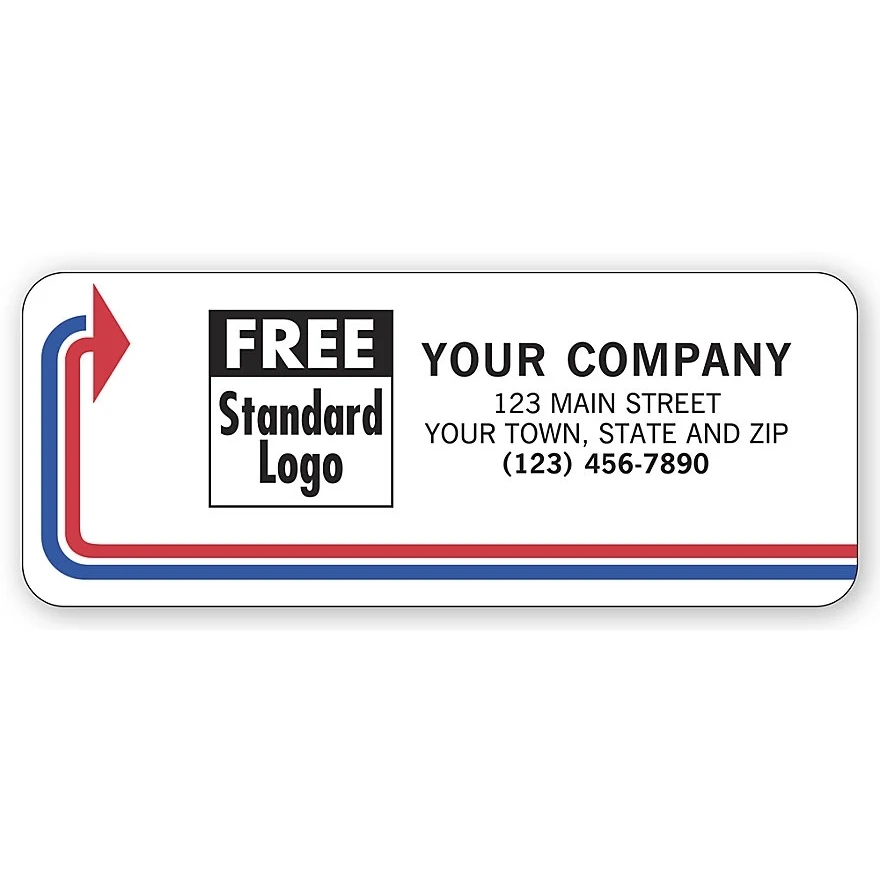 Advertising Labels, White With Red/Blue Arrows 1