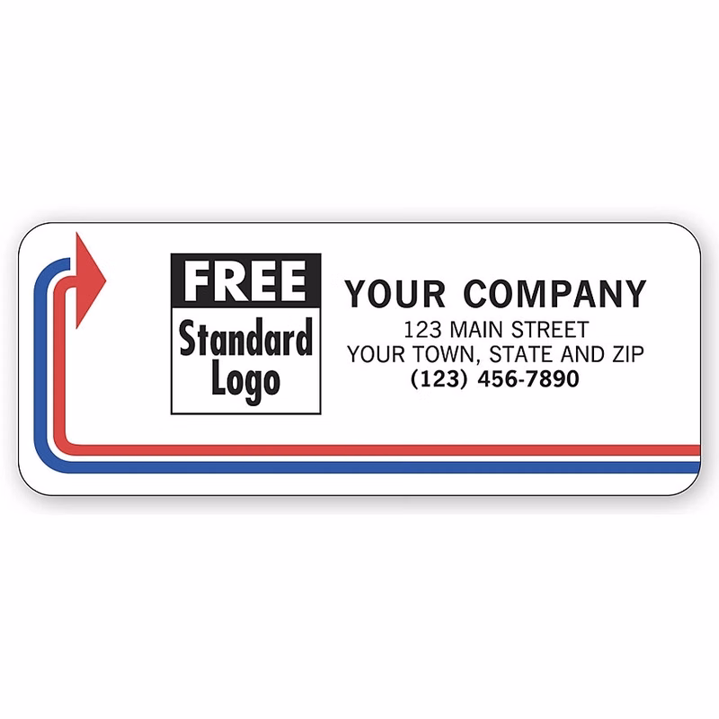 Advertising Labels, White With Red/Blue Arrows