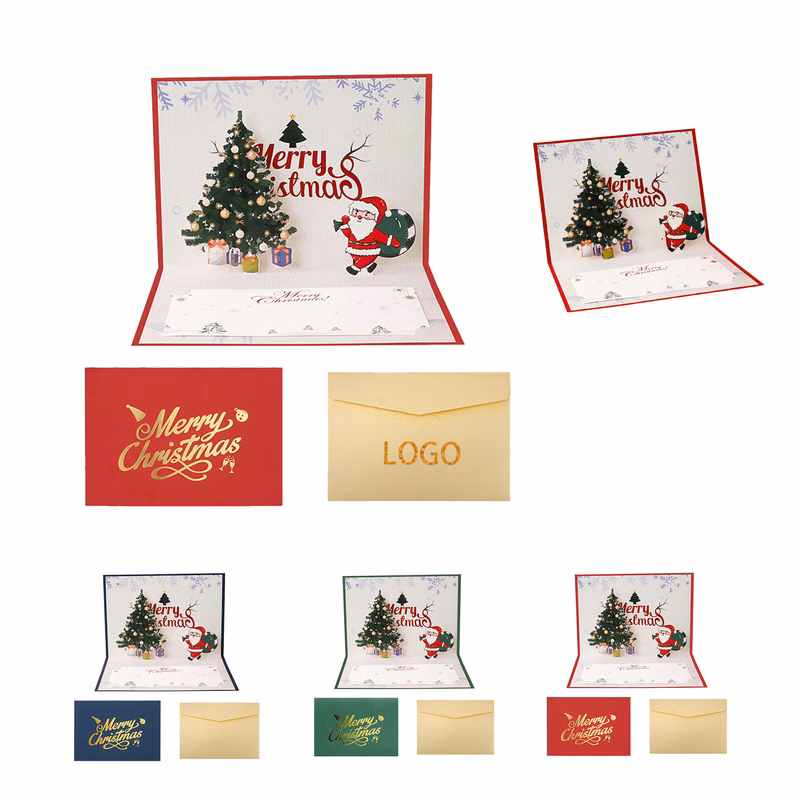 MOQ:50pcs Pop-Up Christmas Greeting Cards