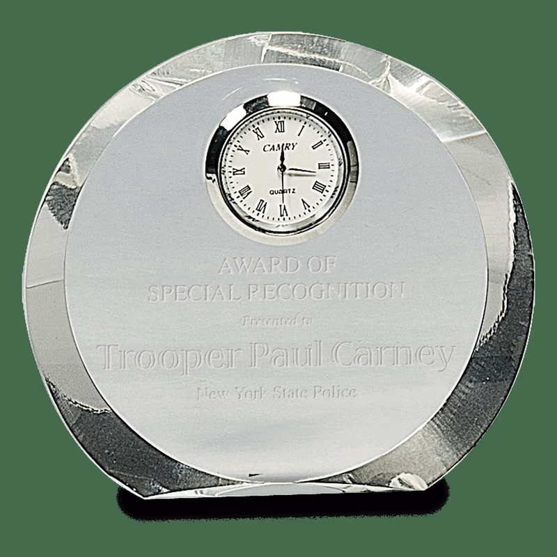 4.5" Clear Crystal Round With Clock