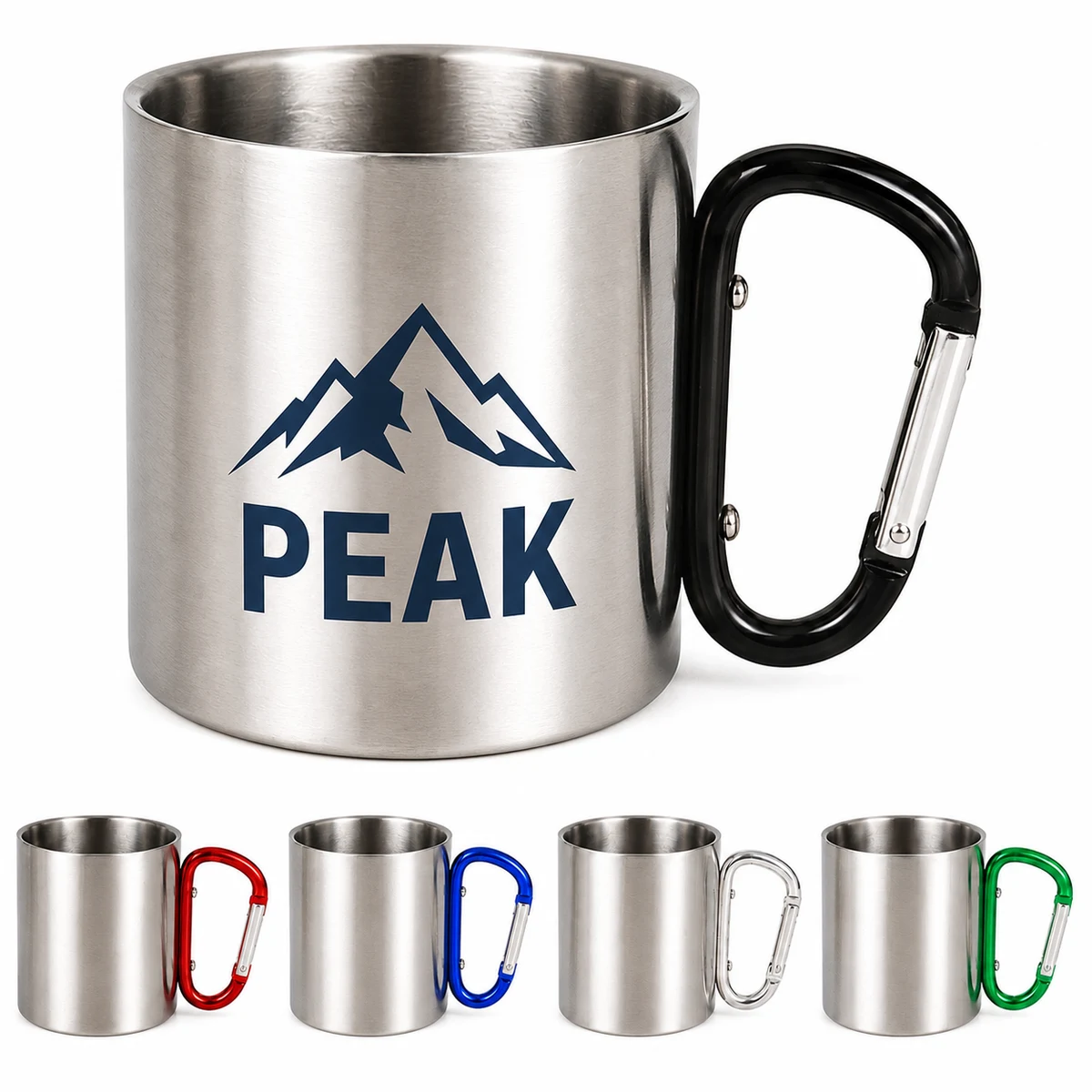 10oz Stainless Steel Carabiner Handle Camping Mug 1