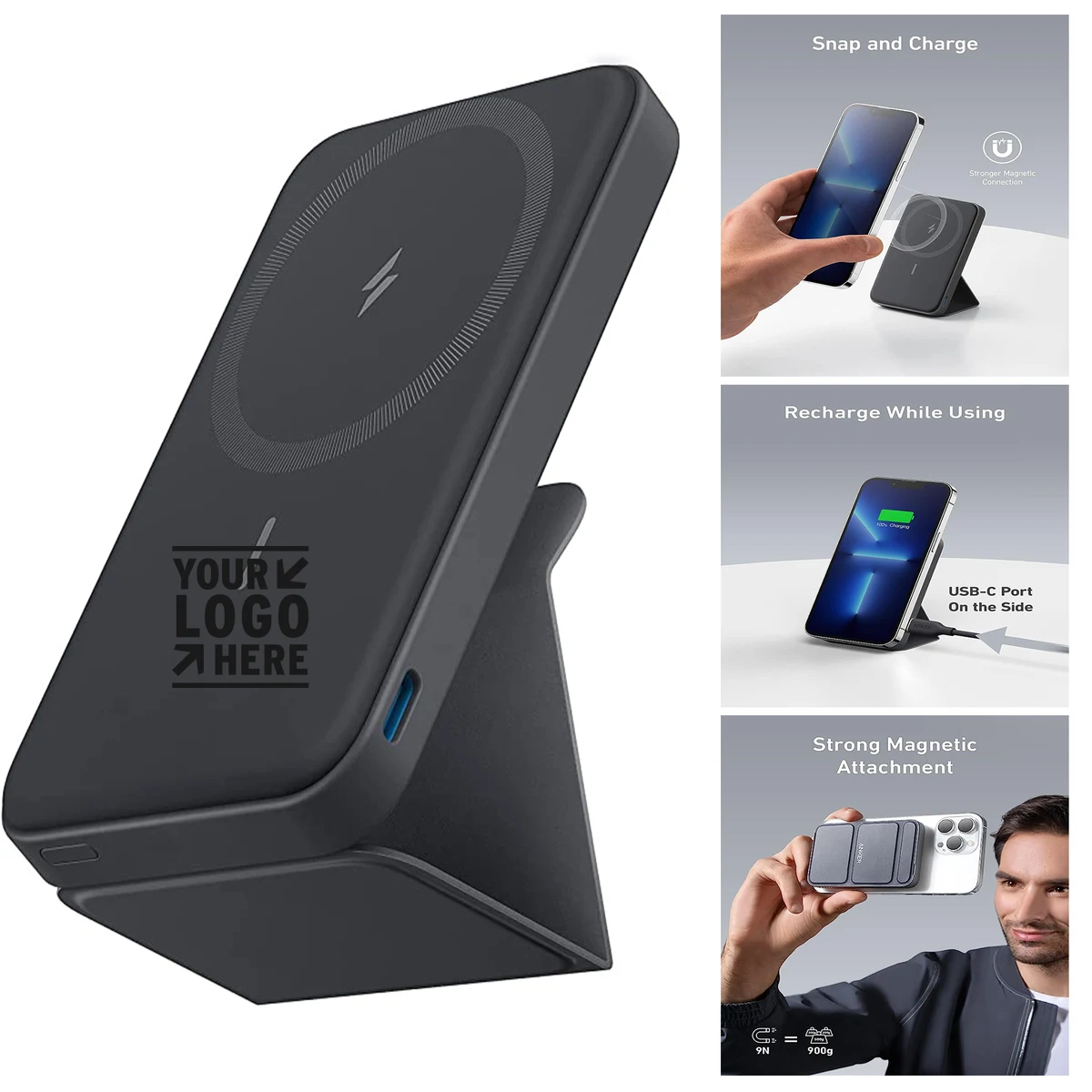 5000mAh Magnetic USB-C Portable Foldable iPhone 14/13/12 Series Wireless Charger 1